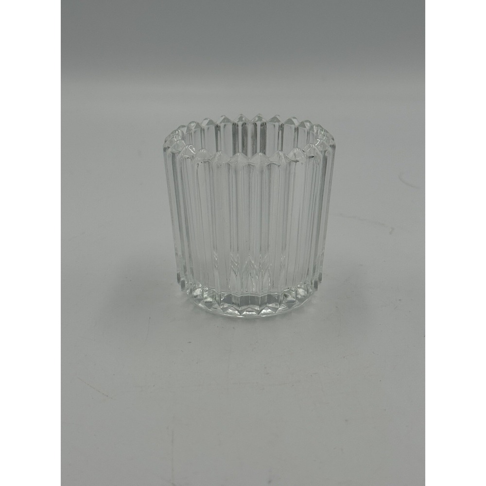 Ribbed Crystal Candle Holder 2.75" Tall